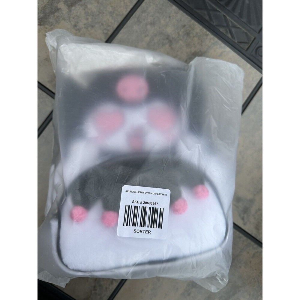 Sanrio Kuromi Heart Eyes Figural Mini Backpack Faux Fur 3D Ears Sealed In A Bag - Picture 9 of 11